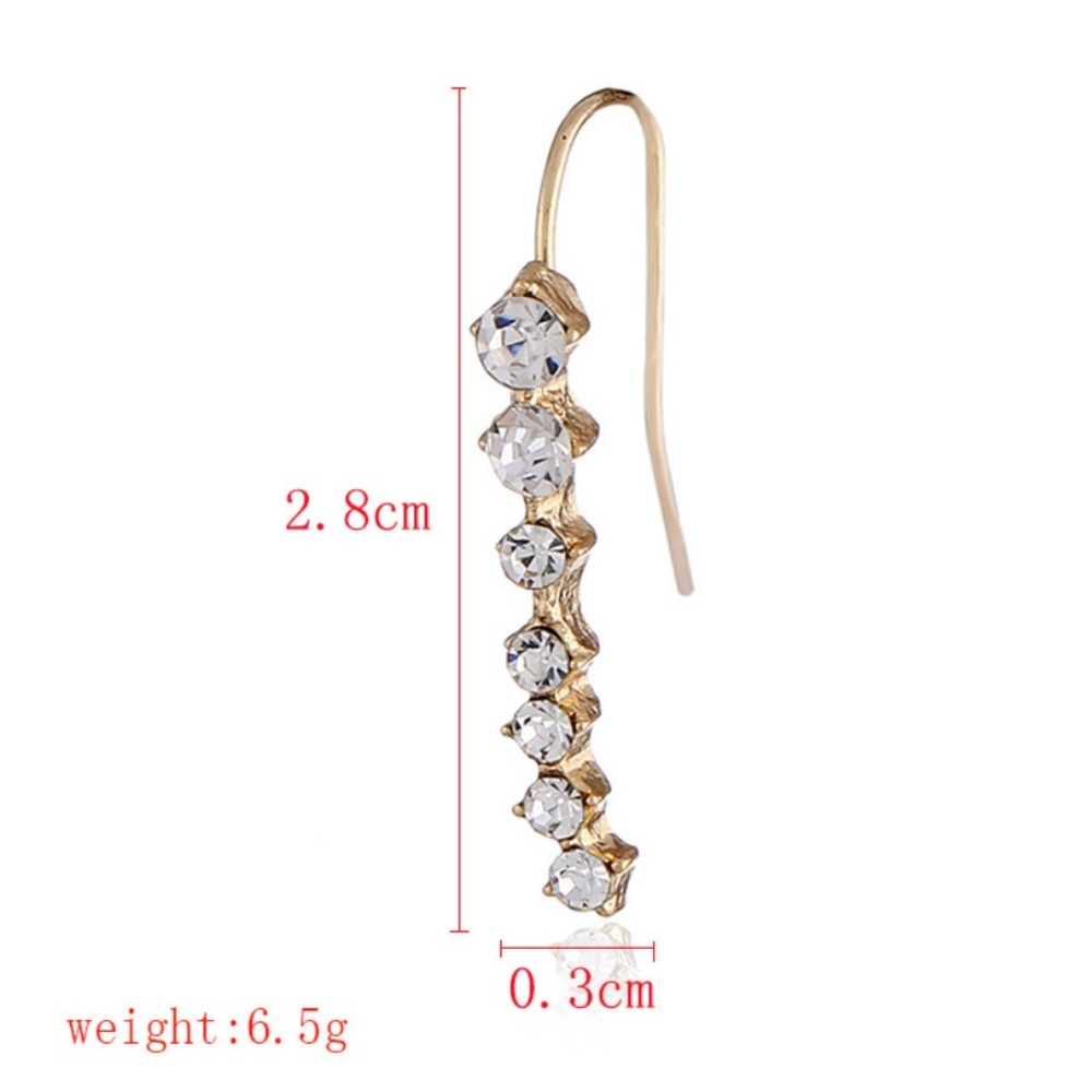 Gold Rhinestone Ear Climbers - Picture 8 of 8